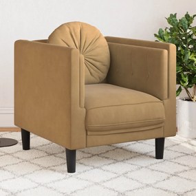 vidaXL Poltrona com almofadão camurça artificial castanho