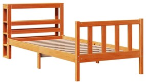 Estrutura cama c/ cabeceira 90x200 cm pinho maciço castanho-mel