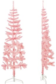 Meia árvore de Natal fina com suporte 120 cm rosa