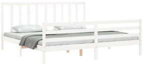 Cama sem colchão 200x200 cm madeira de pinho maciça branco