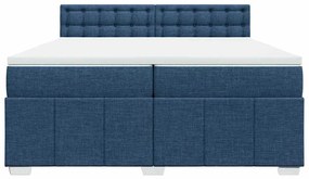 Cama com molas/colchão 200x200 cm tecido azul