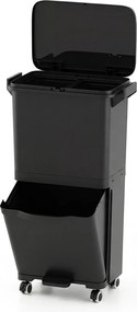 Caixote do lixo de 36 litros com 2 cubos e autocolantes para triagem de lixo 42 x 29 x 74 cm (C x L x A) Contentor de resíduos com rodas, modelo unive