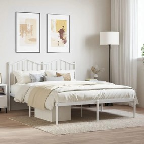 Estrutura de cama com cabeceira 135x190 cm metal branco