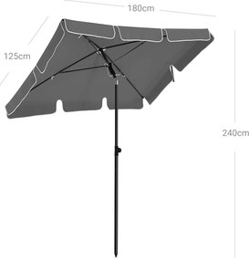 Guarda-sol jardim, varanda, praia 180 x 125 cm com inclinação Cinzento