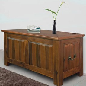 Baú de madeira em acácia 85x44x48cm castanho
