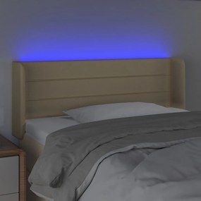 Cabeceira de cama c/ luzes LED tecido 93x16x78/88 cm cor creme