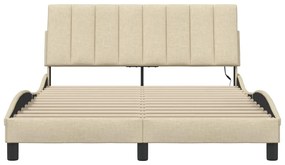 Estrutura de cama sem colchão 140x190 cm tecido cor creme