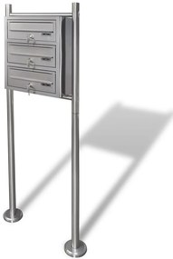 Caixa de correio tripla com suporte em aço inoxidável