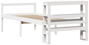 Cama para idosos com cabeceira 90x190 cm pinho maciço branco