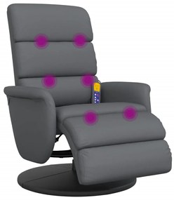 Cadeira massagens reclinável c/apoio pés couro artificial cinza