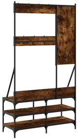 Bengaleiro c/ arrumação de calçado 100x40x184cm carvalho fumado