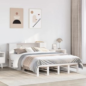 Cama com estante sem colchão 120x190 cm madeira maciça branco