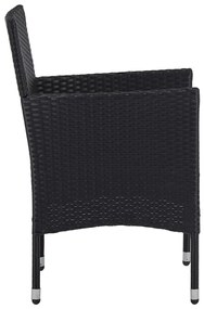 11 pcs conjunto de jantar para jardim vime PE preto