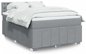 vidaXL Cama com molas/colchão 140x200 cm tecido cinzento-claro