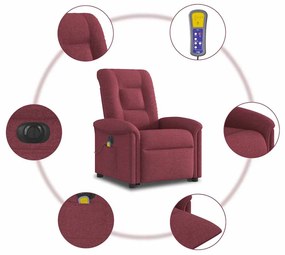 Poltrona elevatória de massagens elétrica tecido vermelho tinto