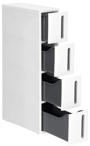 Gavetas de armazenamento em plástico com rodas, torre estreita para casa | SONGMICS | 45 x 17 x 84 cm | cinzento e branco | KFR008G01.