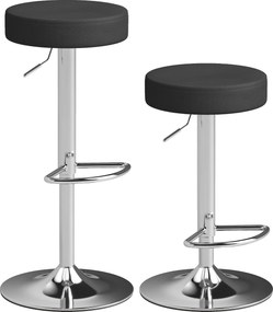 HOMCOM Conjunto 2 Banquetas HOMCOM em Pele PU, Giratórias, Altura Ajustável para Cozinha, Preto | Aosom Portugal