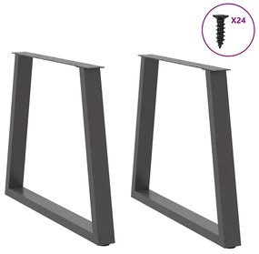 Mesa de jantar pernas 2pcs forma V 80x(72-73,3)cm aço antracite