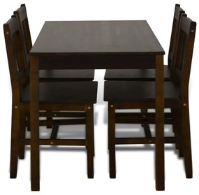 Conjunto de Jantar Leoni com 4 Cadeiras e 1 Mesa - Castanho Escuro - D