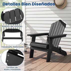 Conjunto de 2 cadeiras Adirondack dobráveis com braços largos, encosto inclinado, assento em ripas e capacidade para 180 kg, para terraço ou pátio, na