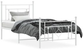 Estrutura de cama com cabeceira e pés 100x200 cm metal branco