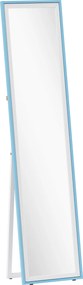 HOMCOM Espelho Grande Espelho de Pé 157x37 cm com Moldura em MDF Retangular com 2 Formas de Utilização Branco e Azul | Aosom Portugal