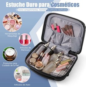 Conjunto 2 Malas de Viagem: mala de mão de 20“ e estojo cosmético de 14” com porta USB. Estrutura em PP com fechadura Preta