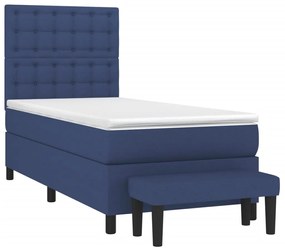 Cama com molas/colchão 90x190 cm tecido azul