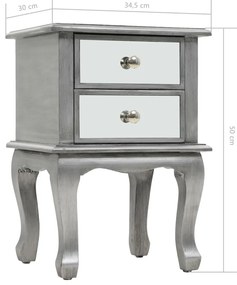 Mesa de cabeceira espelhada em MDF e vidro 34,5x30x50 cm