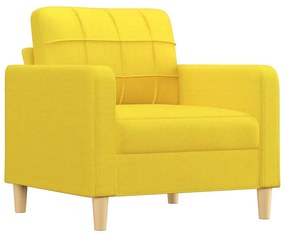 3 pcs conjunto de sofás com almofadões tecido amarelo-claro