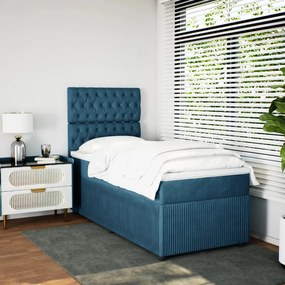 Cama boxspring com colchão 80x200 cm veludo azul