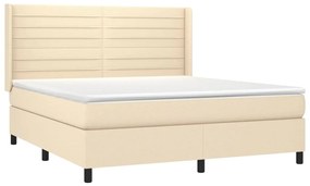 Cama box spring c/ colchão e LED 180x200 cm tecido cor creme