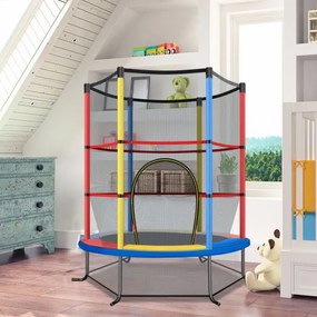 Trampolim para crianças 191 cm com rede de segurança e almofada para molas recreativas Estrutura em aço multicolorido