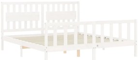 Estrutura cama Super King Size c/ cabeceira madeira branco