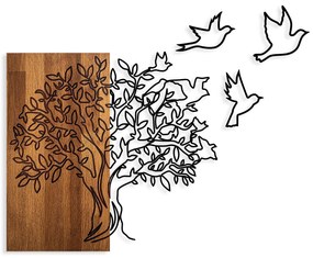 Acessório Decorativo de Parede Ma-391 – Nogueira e Preto – 61 x 58 cm