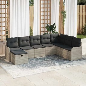 Conjunto de Sofá de Jardim vidaXL com Almofadas Cinza Claro em Rattan Polipropileno