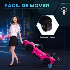 Carro Elétrico para Crianças Carro Maserati GT2 12V  com Controlo Remoto Faróis LED Buzina E Música  115x60x45 cm rosa