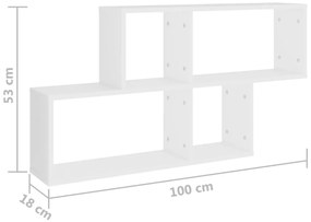 Estante de parede 100x18x53 cm derivados de madeira branco