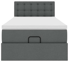 Cama Otomana com colchão &amp; LEDs 80x200cm tecido cinza-escuro