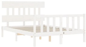Cama sem colchão 140x190 cm madeira de pinho maciça branco