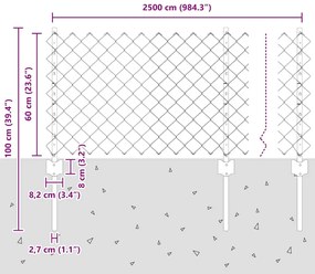 Cerca de Cadeia com 22 Postes U Prata 0.6x25 m Aço