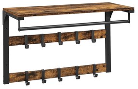 Cabideiro de parede com prateleira superior e ganchos removíveis | VASAGLE | 65 x 30 x 42 cm | preto|retrô | LCR101B01.
