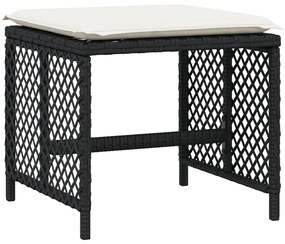 11 pcs conjunto de jantar p/ jardim c/ almofadões vime PE preto