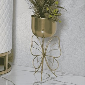 PORTA-VASOS FARFY DOURADO Ø 22X45 CM (PLANTAS NÃO INCLUIDAS)