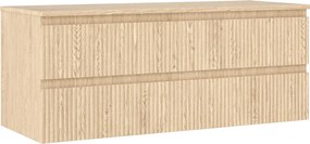 Mexen Rivel móvel de casa de banho debaixo do lavatório 120 cm com tampa, 2 gavetas, frisado, carvalho - 91A20-12047-2-BFFC81