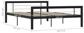 Estrutura de cama 160x200 cm metal preto e branco