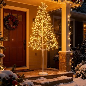 Árvore de Bétula Iluminada ,Altura 150 cm 280 Luzes LED Brancas Quentes, Branco