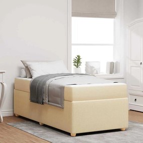 vidaXL Estrutura da Cama com colchão Creme 90 x 200 cm tecido