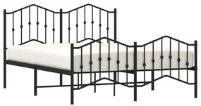 Estrutura de cama com cabeceira e pés 150x200 cm metal preto