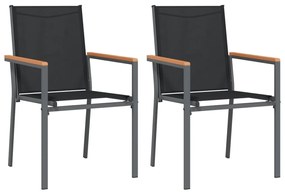 3 pcs conjunto de jantar para jardim textilene e aço preto